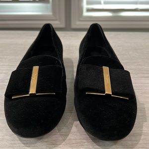Salvatore Ferragamo black velvet ballet flats